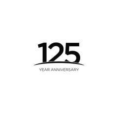 125 anniversary black ribbon letter logo banner isolated