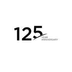 Obraz premium 125 anniversary black ribbon letter logo banner isolated