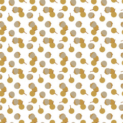 longan seamless pattern on white color. longan fruit and slices with seeds vector pattern.