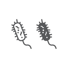 Bacteria line and glyph icon, virus and microorganism, microbe sign, vector graphics, a linear pattern on a white background, eps 10.