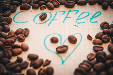 heart of coffee beans