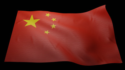 China Flag with wrinkle fabric 3D Render , Begins Coronavirus concept
