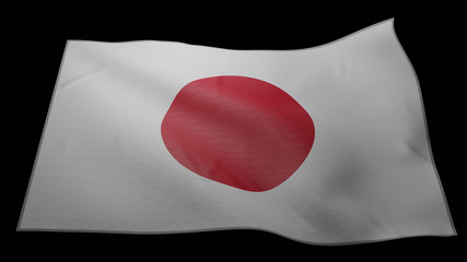 Japan Flag with wrinkle fabric 3D Render , Coronavirus concept