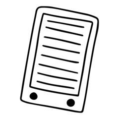 Vector icon of book, books, pile of books, paper book, e book, open book. Handdrawn black outline isolated on white background.  Doodle style.