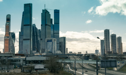 Motorway near the Moscow business center