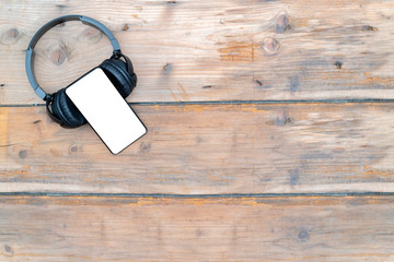 A smartphone with headphones