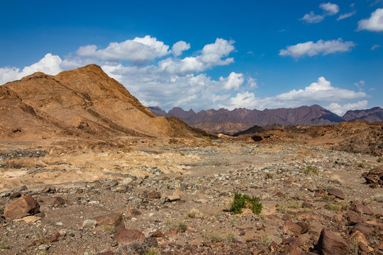 Road trough mountains of Wadi Al Khabbah near Ibra in Oman