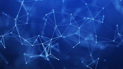 Technology background. Abstract connecting lines with dots. Network connection structure.  3D rendering