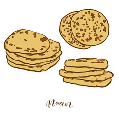 Colored drawing of Naan bread