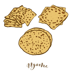 Colored drawing of Ngome bread