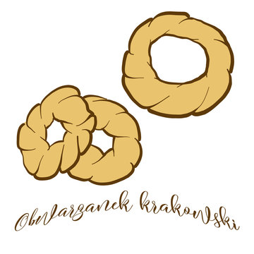 Colored drawing of Obwarzanek krakowski bread