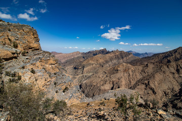 Beautiful view along the cliff of Jabal Shams near Nizwa in Oman