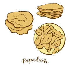 Colored drawing of Papadum bread