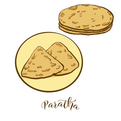 Colored drawing of Paratha bread