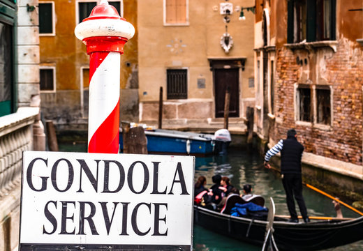 Typical Gondola Service Sign In Venice