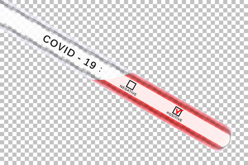 Test tubes with positive result of coronavirus. COVID-19 virus test. Vector illustration.