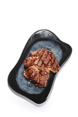 Tasty tenderloin steak closeup view