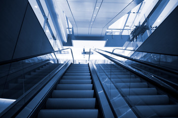 A modern shopping center escalator