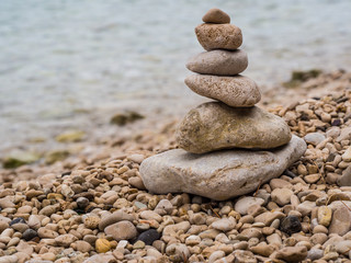 Fototapeta na wymiar Zen stones by the sea