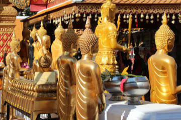 statues of buddha in the wat doi suthep in chiang mai (thailand)