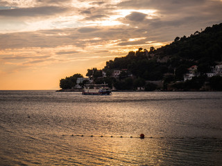 Sunset over the sea in Croatia, Drvenik