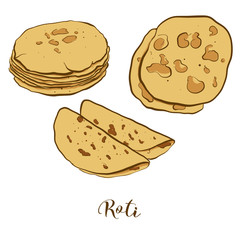 Colored drawing of Roti bread