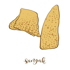 Colored drawing of Sangak bread