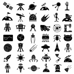 space object simple icon set