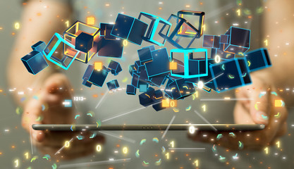 code data concept in hand digital 3d