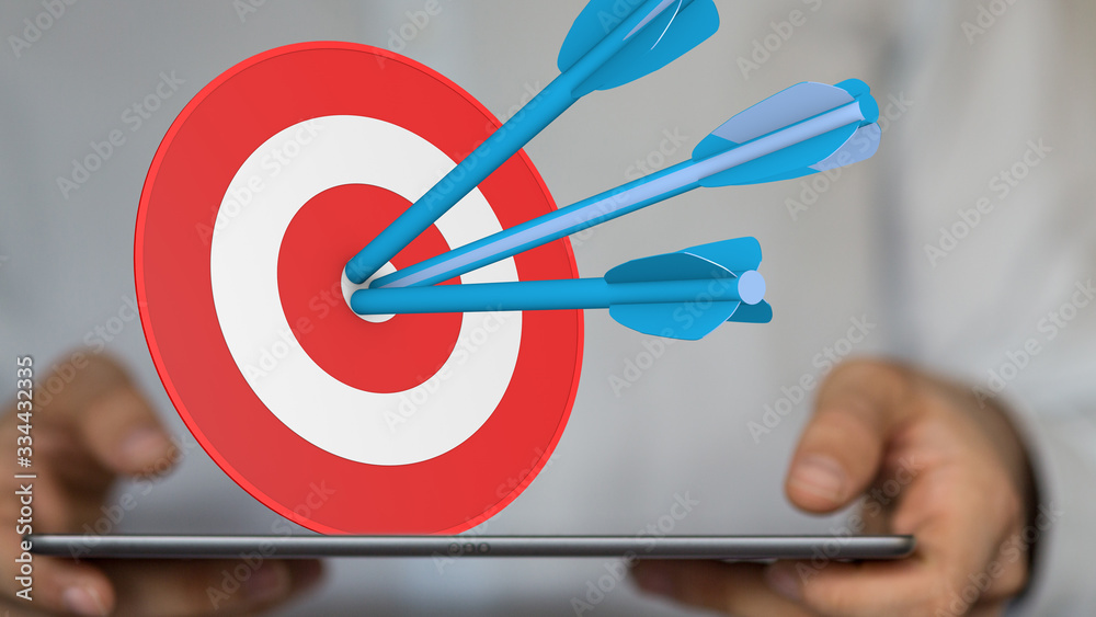 Poster marketing and communication success concept dart.