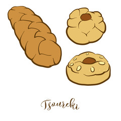 Colored drawing of Tsoureki bread