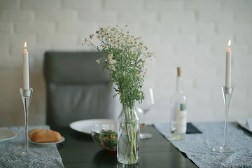 bouquet of daisies / concept summer romantic gift, homeliness, a bouquet of wild wildflowers