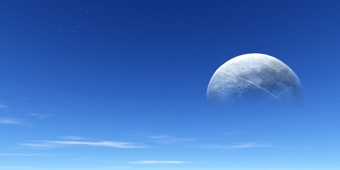 Naklejka na ściany i meble The moon in the sky. 3D rendering