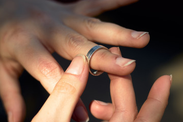 Hand with a silver ring