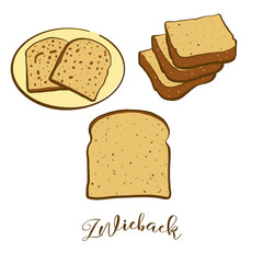Colored drawing of Zwieback bread