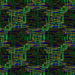 Seamless abstract pattern. Chain of springs. Geometric multicolored shapes and lines.