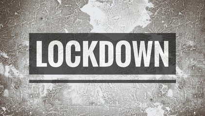 Lockdown world, lockdown text word written in black and white grunge background, home isolation for pandemic situation of corona virus infection of covid19 