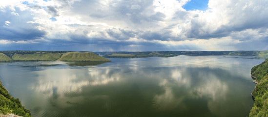 view of the river from a high bank Dnister Ukraine