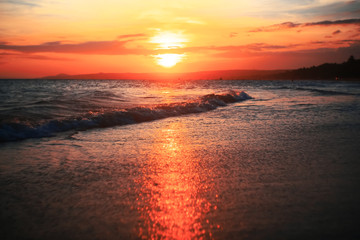 Waves on the beach in the tropics