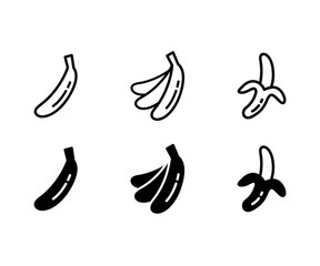 バナナのアイコンのセット／シンプル／イラスト／ベクター／