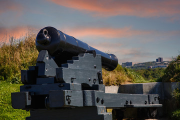 An old cannon in a fort in Halifax, Nova Scotia