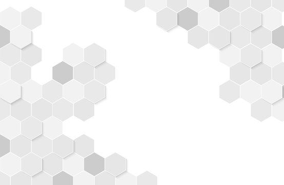 Modern white background textured with abstract hexagon pattern