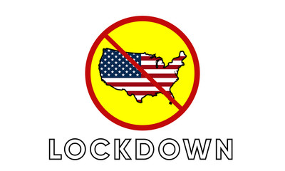 Illustration vector graphic of Sign caution of USA Lockdown. Vector illustration of warning sign. Coronavirus outbreak. Warning sign of Prohibited from leaving the USA country. vector EPS10.
