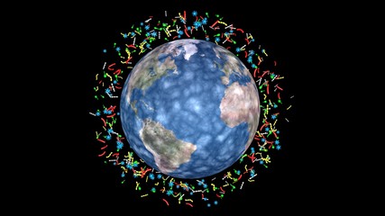 Viruses , Germs , Bacteria Spreading Around Planet Earth. 3D rendering illustration