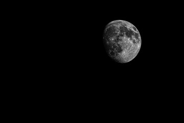 Waxing gibbous moon in the sky