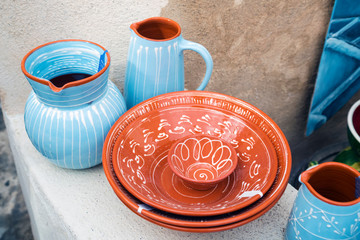 Traditional Cretan painted ceramic dishes for sale