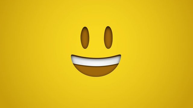 Animated colorful looping grinning face with big eyes emoji background for apps or ad commercial. Bringing life to your screen. Fun character motion graphic design.