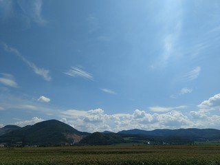 Naklejka premium Sunrise or sunset over the hills and meadow. Slovakia