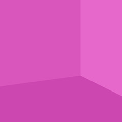 Empty corner of the room with purple magenta walls and floor, different shades of walls and floor, vector illustration