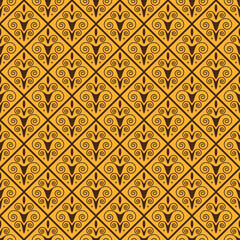 Art deco seamless pattern floral ornament vector